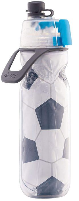 O2COOL Mist N' Sip Insulated Water Bottle - 20 oz, Soccerball Color | 2-in-1 Function, Double-Wall Insulation, BPA-Free | Perfect for Sports, Cycling & Outdoor Activities