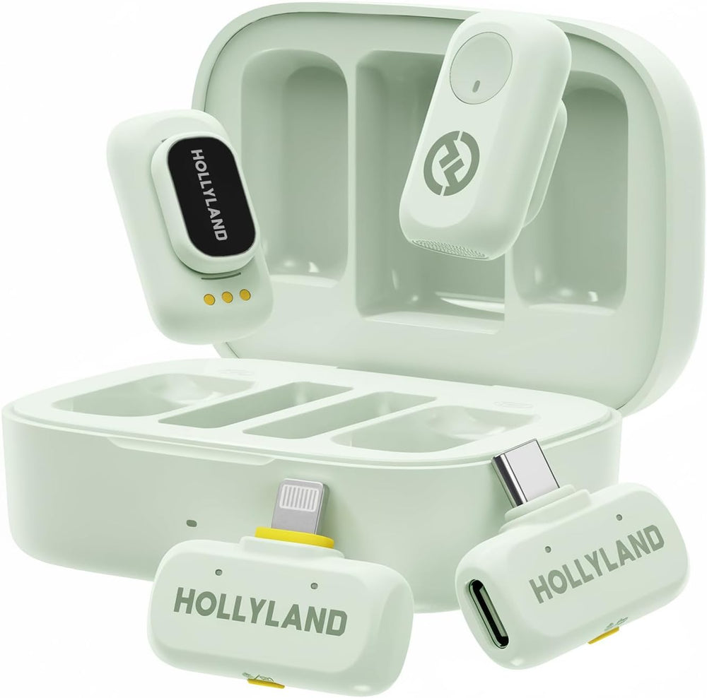 Hollyland LARK A1 Wireless Microphone for iPhone 14/13/12, Pure Sound, 3-Level Intelligent Noise Cancellation, Magnetic Microphone for Vlogging, YouTube, Podcast, TikTok (Duo (TypeC RX))