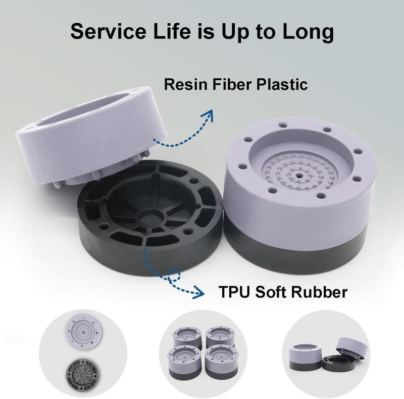 Naplion Anti Vibration Pads for Washer Dryer, Washer Pads for Noise Cancellatiton and Feet Shock, Rubber Anti-slip Washing Machine Base Feet Column