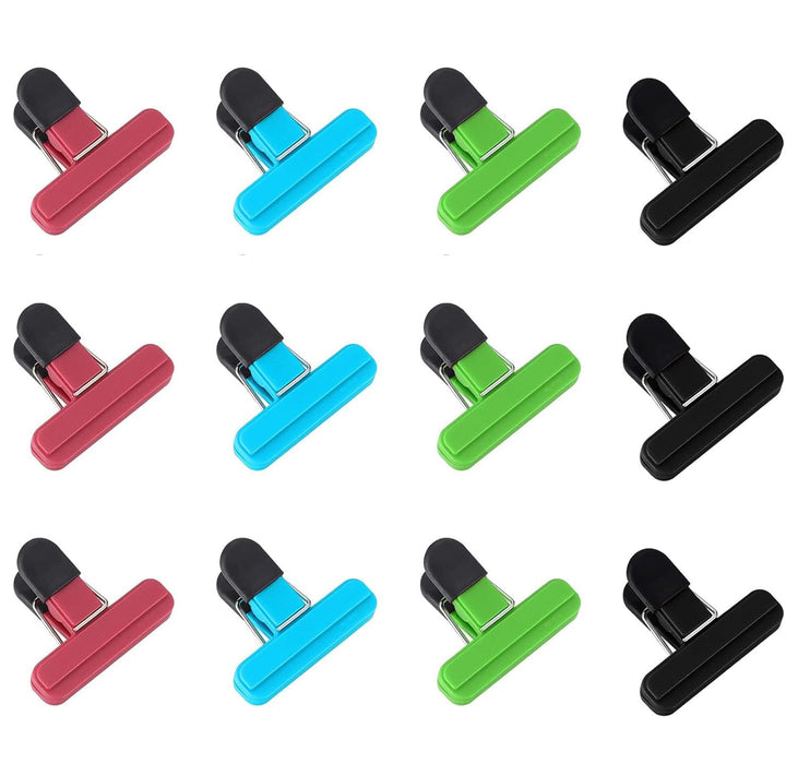 XxinXrong 12 Pcs Bag Clips Food Seal Clips, Food Bag Clips for Food Storage, Kitchen Food Clips, Plastic Air Tight Chip Bag Clips for Snack Coffee Vegetables Fruit Food Storage Bags Clips