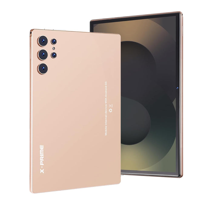 X-Prime S25 Ultra Plus 10.1" Tablet Android 15 | 5G | Dual SIM | HD Display 3000x1440 | Keyboard Stylus | Kids Tablet | Dual Camera | Zoom & Google Meet (Gold)