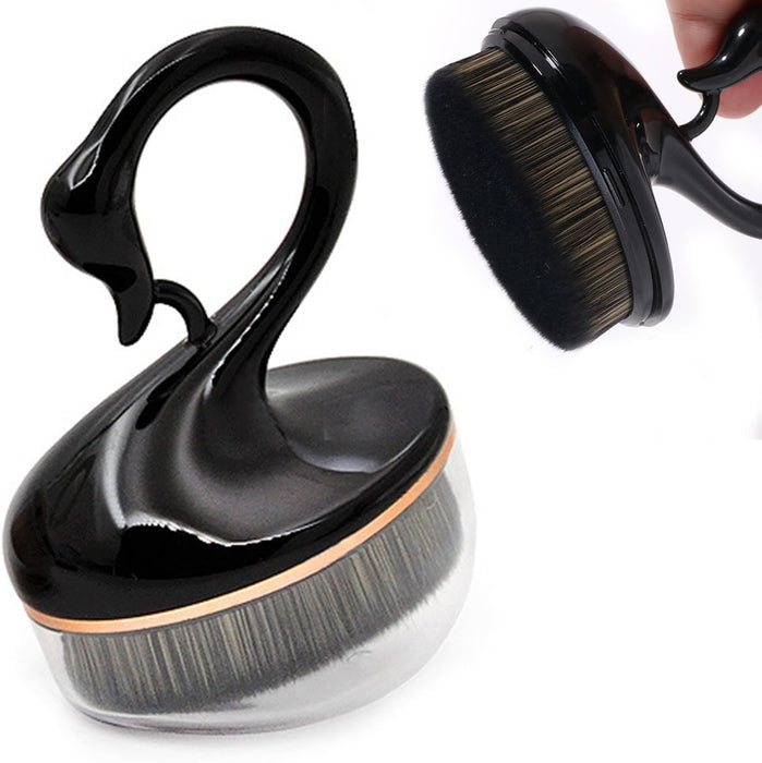 ECVV Professional Foundation Brush for Liquid Makeup, Makeup Brush with Swan-shap Handle and Case, Swan Flat Top Kabuki Foundation Brush(Black)