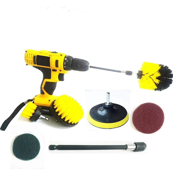 Kidun Drill brush 7Pack Bathroom Surfaces Tub, Shower, Tile Grout All Purpose Power Scrubber Grill Brush Cleaning Kit Wire Brush Grill Cleaner BBQ Brush