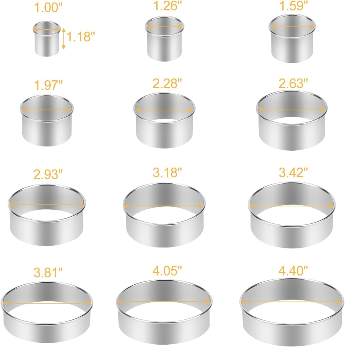 Round Cookie Biscuit Cutter Set, 12 Graduated Circle Pastry Cutters, Heavy Duty Commercial Grade 18/8 304 Stainless Steel Cookie And Dough Cutters, MK05-13 – image 3