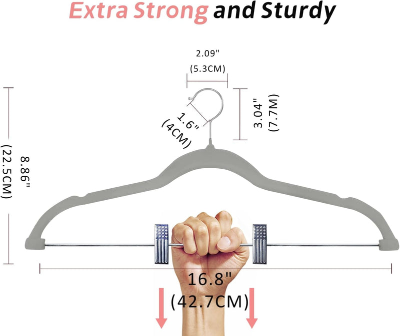 ManGotree 30 cm Baby Velvet Hangers with Movable Clips, Non-Slip Kids Felt Hangers, Ultra-Thin Space-Saving Children's Clothes Hangers for Skirts, Pants, Dresses, Shirts, Jackets (16 Pack, Pink)