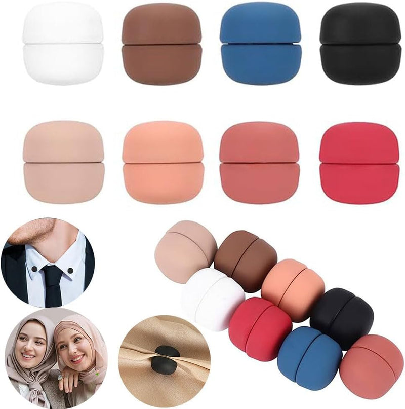 Hijab Magnetic Pins,8 Pcs Small Strongest Commercial Strength Colorful Scarf Pins Buttons for Women Multi-Use (Matte Style)