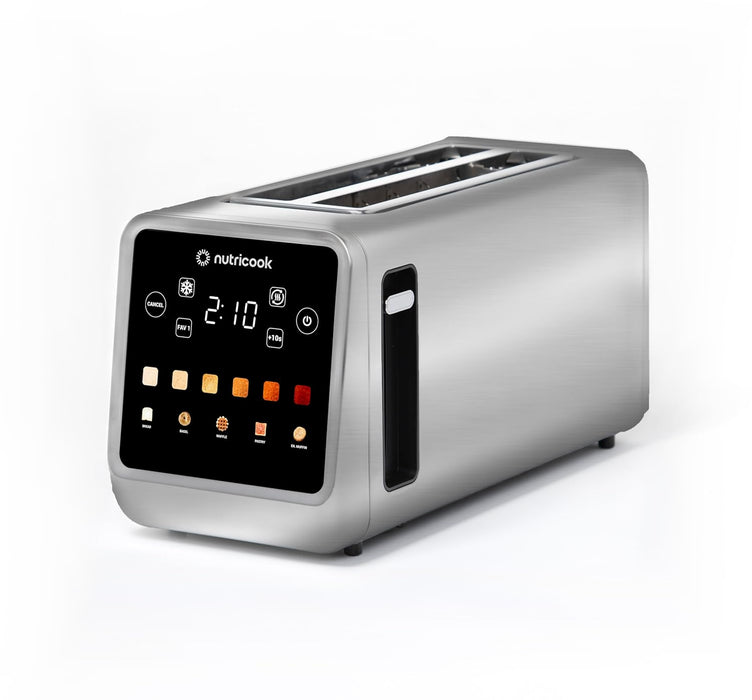 Nutricook 4 Slice Smart Toaster with Touch Screen, all in one for Bread, Bagel, Waffle, Pastry and English Muffin, reheat, Defrost & Favorite button, Stainless Steel,1450W, 2 yrs warranty,NC-TS401