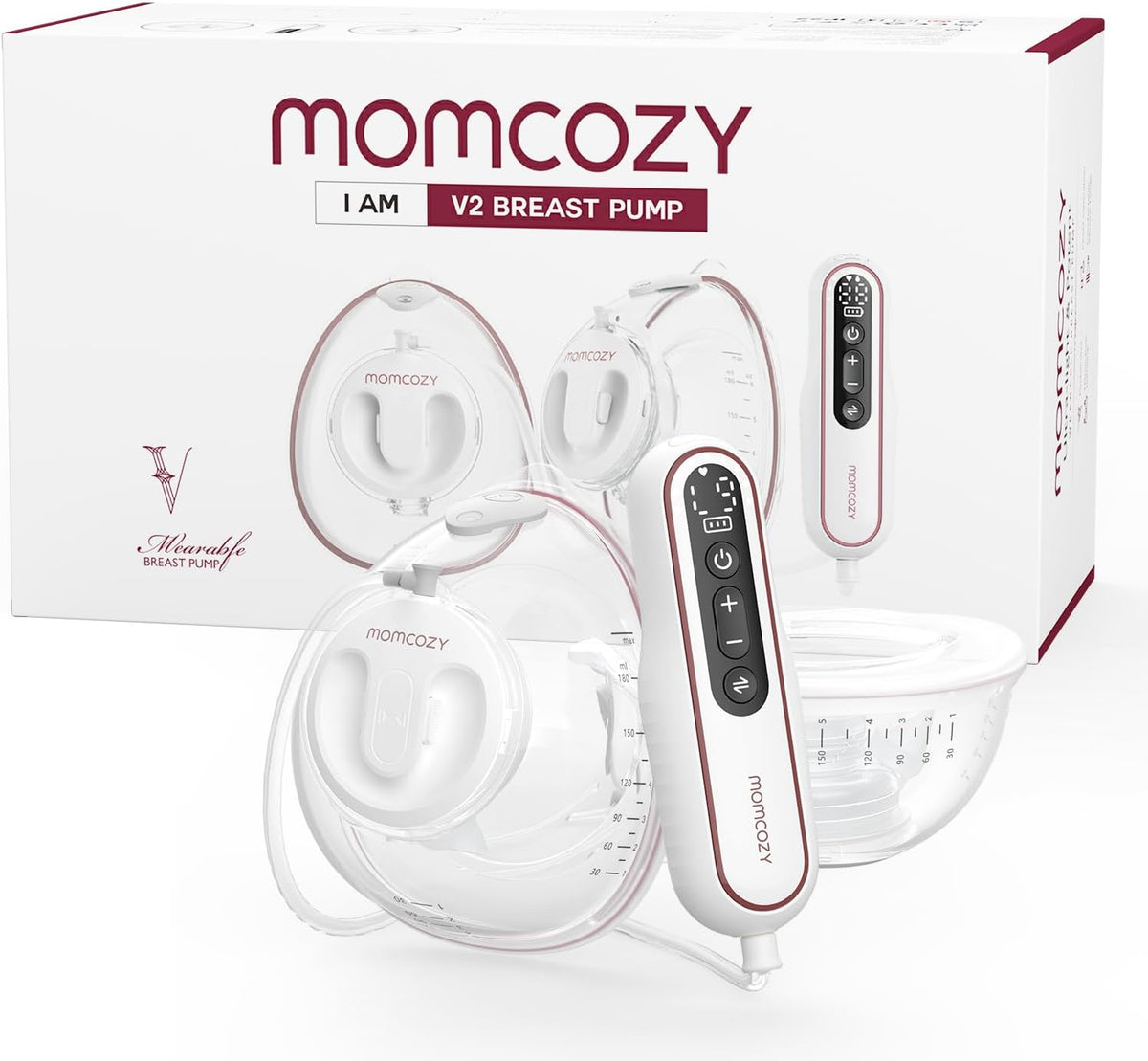 Momcozy V2 Ultra-Light Breast Pump, White – image 1