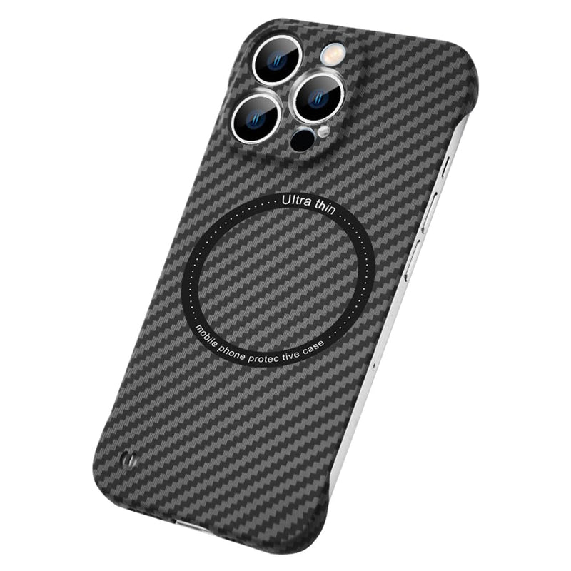 Merlin Magnetic Case for iPhone 15 Pro Max Compatible with Magsafe, Ultra Thin Slim Shockproof Carbon Fiber Texture Plastic Hard Back Phone Case Cover (iPhone 15 Pro Max, Black)