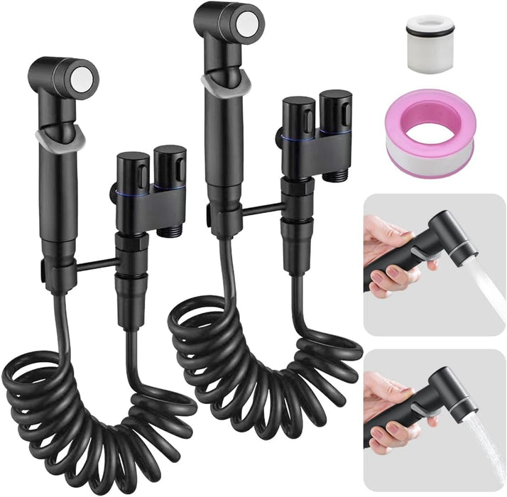 NALACAL 1-in-2-out Dual Control Valve, Mini Toilet Faucet Sprayer Kit Handheld Bidet Spray Butt Washer Sprayer Butt Washer Sprayer Mini Bidet Faucet Sprayer for Pet Bath/Personal Hygiene/Bathroom