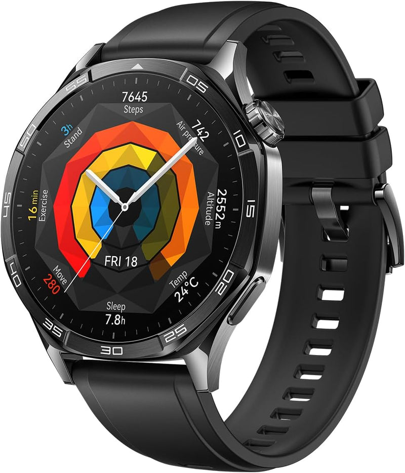 HUAWEI WATCH GT5 46mm Smartwatch, upto14 Days Battery Life, Sharp-Edged Design, Health Tracking, iOS & Android Compatible, 3 Months HUAWEI Care+, Black