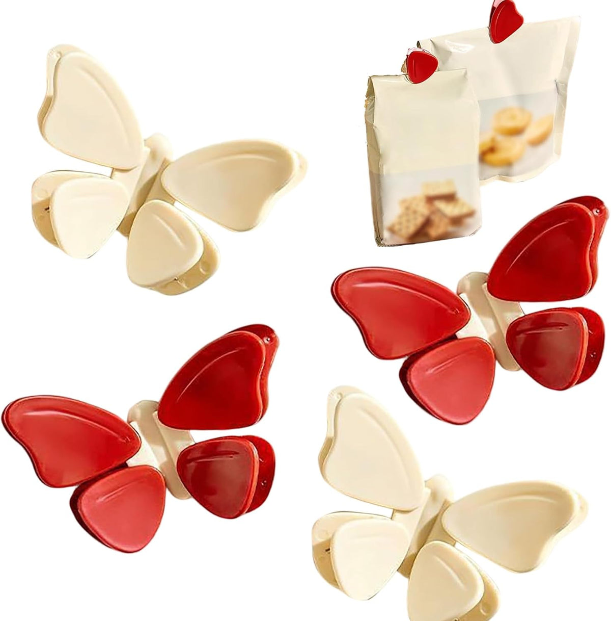 4Pcs Bag Clips, Chip Clips, Cute Sealing clips for Food & Snack Bag, Detachable Butterfly Magnetic Chip, Fridge Magnetic food Clips for Snack Airtight Seal – image 1