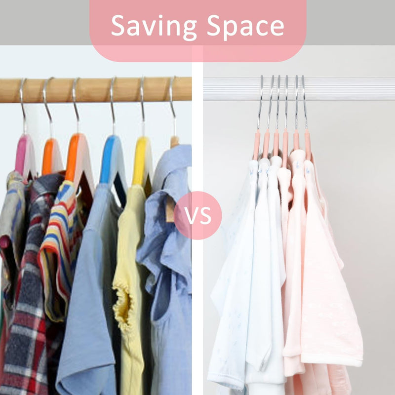 ManGotree 11.8'' Baby Velvet Hangers with Movable Clips, Non-Slip Kids Felt Hangers, Ultra-Thin Space-Saving Children's Clothes Hangers for Skirts, Pants, Dresses, Shirts, Jackets (7 Pack, Blue)