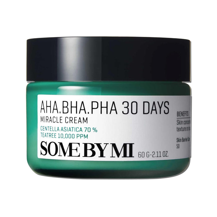 Some By Mi AHA BHA PHA 30 Days Miracle Cream | 60ml | Made From Tea Tree Leaf Water For Sensitive Skin | Mild Moisturizer For Skin Calming & Soothing