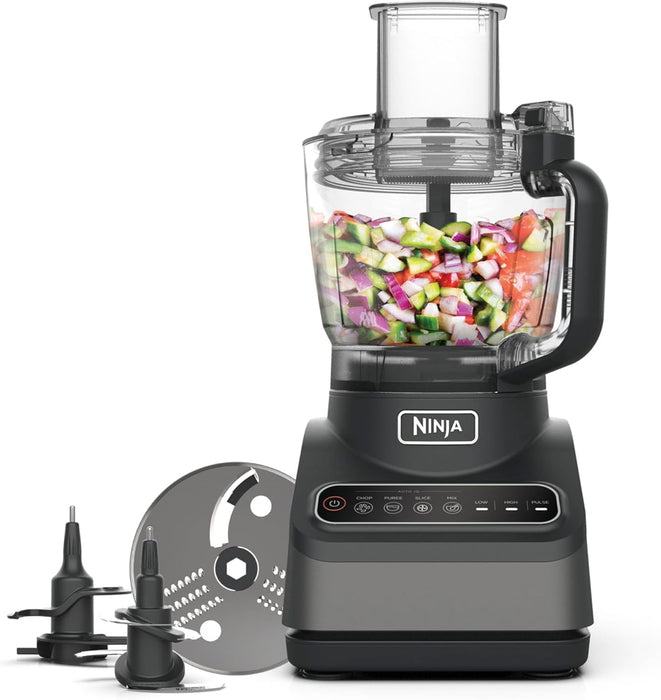 Ninja Food Processor with 4 Automatic Programs; Chop, Puree, Slice, Mix, and 3 Manual Speeds, 2.1L Bowl,Blades, 850W, Dishwasher Safe Parts, Silver BN650ME