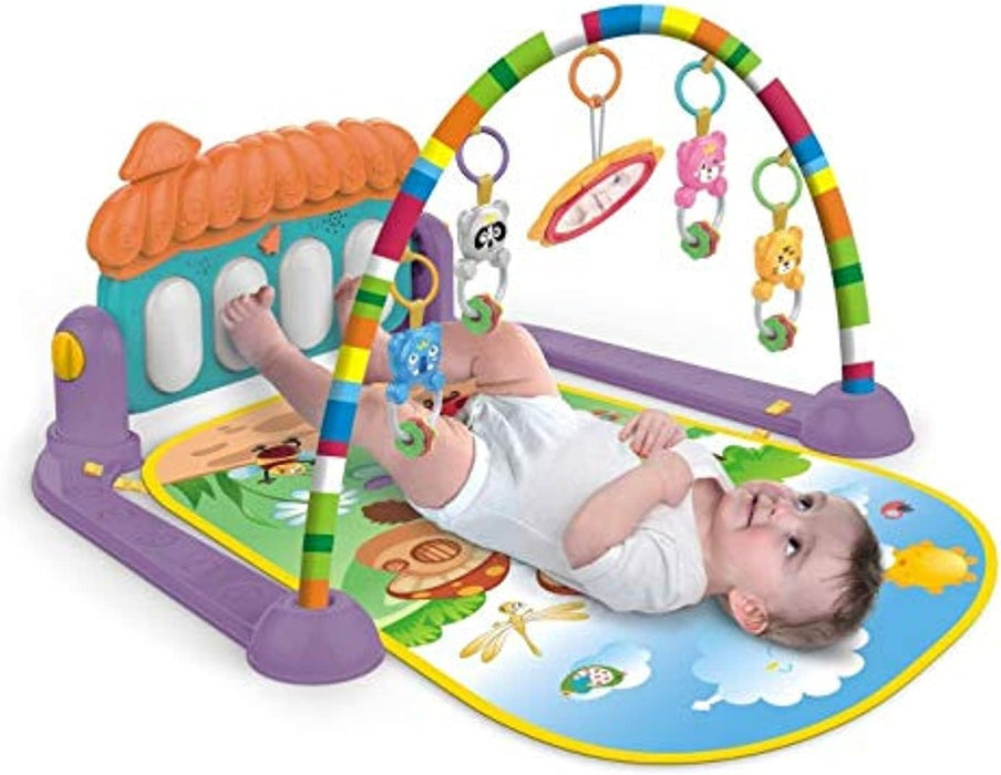 Large Play & Learn Infant Gym Toys Piano Activity - Baby Kick and Gym Play Mat Lay & Play 3 in 1 Fitness Music and Lights Fun Piano for 0-36 Months Girl Boy - Easy to Disassemble and Washable