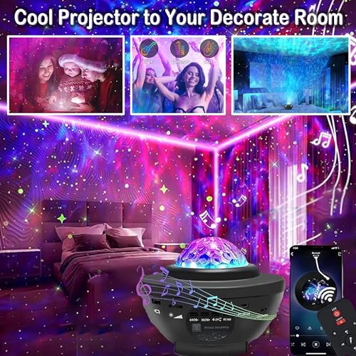 INFLUX Star Projector 3 in 1 Night Light with Remote Control, Bluetooth Speaker, and Galaxy Nebula Effects for Kids-Star Night Light, LED Ceiling Lamp, and Home Decor Gift for Bedroom, Gaming