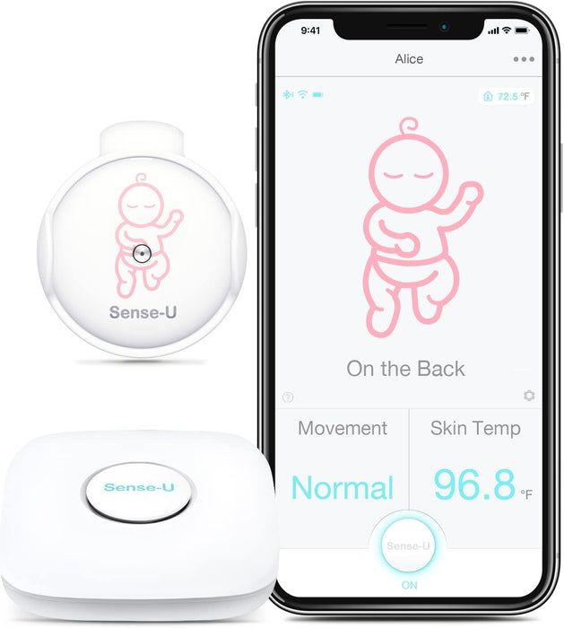 Sense-U Smart Baby Monitor Tracks Baby's abdominal Movement, Feeling Temperature and Stomach Sleeping for Baby Safety with Audio Alarm on Smartphone