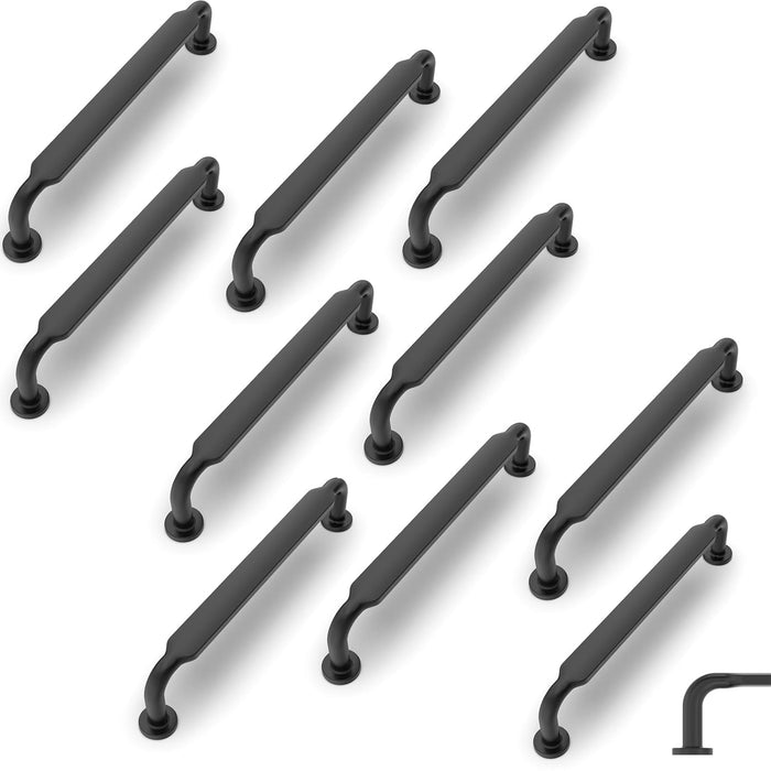 Azonee 10-Pack Matte Black Cabinet Pulls, 3-3/4 Inch (96mm) Hole Centers, Zinc Alloy Drawer Handles with 20 Screws (22mm) for Kitchen, Closet, Dresser, and Cabinet Hardware