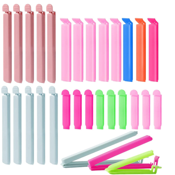 Yafe 30 Pcs Bag Clips for Food Storage, Food Bag Clips Freezer Bag Clips Fridge Sealing Storage Clips Plastic Bag Sealing Clips Multicoloured Reusable for Snacks, Coffee, Food & Sandwich(3 Sizes)