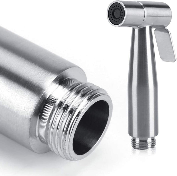 SKY-TOUCH Bidet Spray Shower Handheld Sprayer For Toilet Wash Jet Shattaf Diverter With Pressure Controllable 304 Stainless Steel Head Hose And Holder For Self Cleaning Shattaf Set, Silver