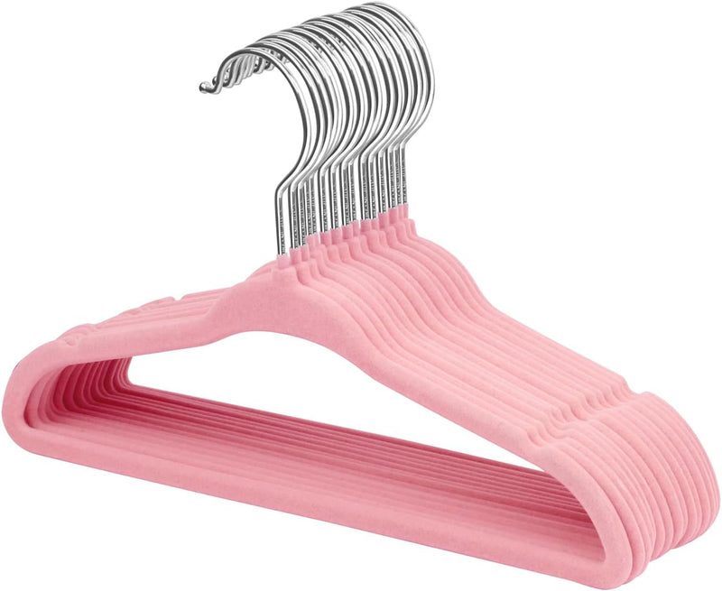 ManGotree Baby Velvet Hangers,Infant and Toddler Hangers,No-Slip Children Hangers, Ultra-Slim Space Saving Kids Hangers, Sturdy&Durable Clothes Hangers 15 Pack (Pink)