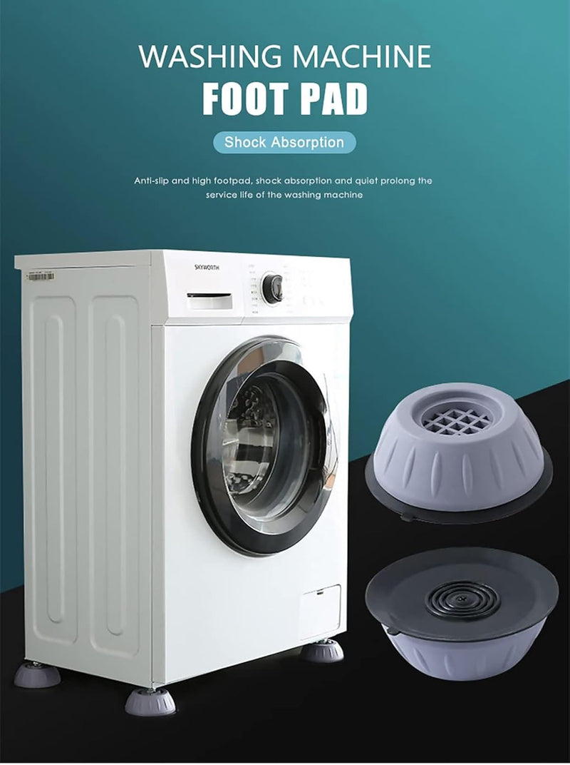 Paporich 4 Pcs Anti Vibration Pads, Washing Machine & Dryer Shock Absorbing Anti-slip Rubber Pads, Clear Plastic, Round