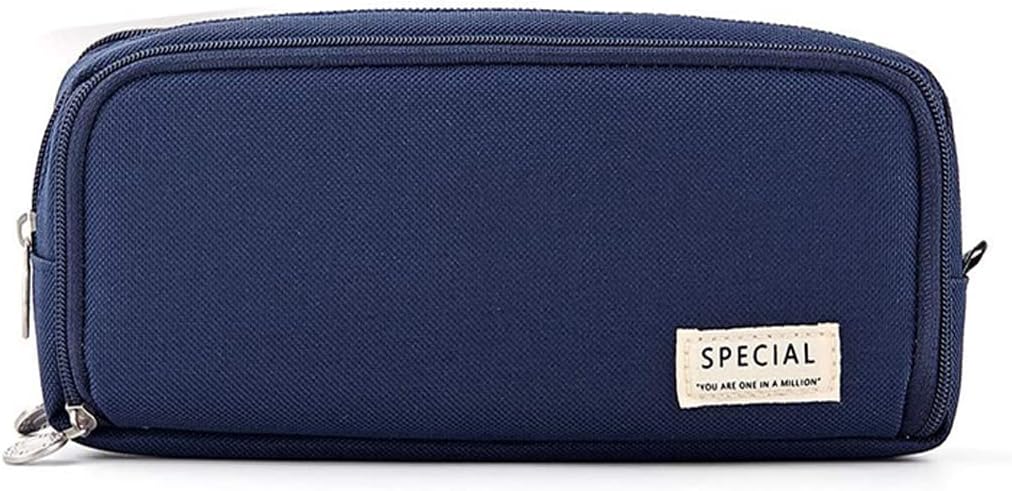 Large Capacity Pencil Case 3 Compartment Pouch Pen Bag for School Teen Girl Boy Men Women (Navy) – image 1