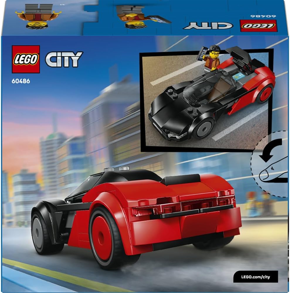 City EV Supercar 60486 Race Car Model Kit, Driver Minifigure, Fine Motor Skills Building Set, Gift for 5+ Year Old Boys & Girls, 109 Pieces