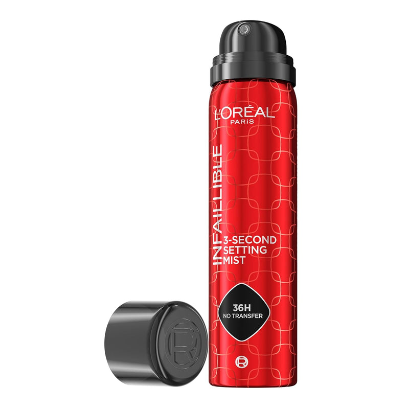 L’Oréal Paris L'Oreal Infallible 3-Second Setting Spray Mist, Microfine Mist for up to 36HR Wear, Clear, 1.76 Fl Oz
