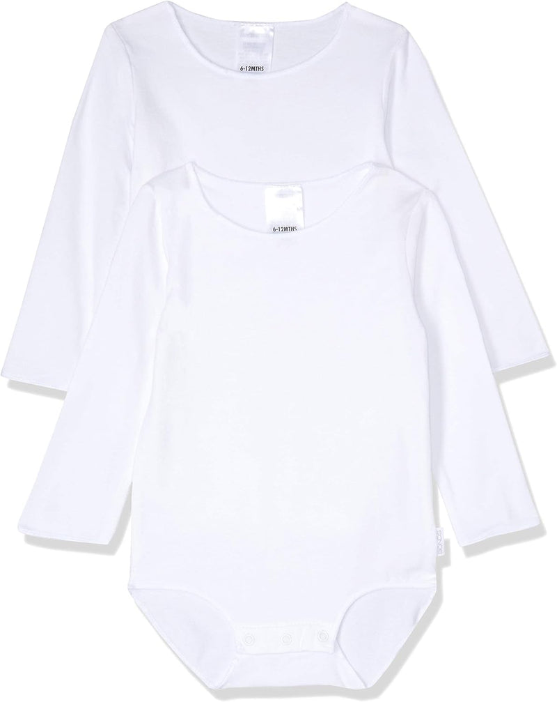 Bonds Baby Wonderbodies Long Sleeve Bodysuit - 2 Pack, White (2 Pack), 0 (6-12 Months)
