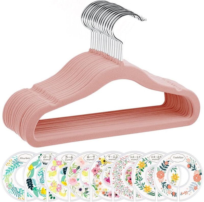 ManGotree Baby Velvet Hangers, Infant and Toddler Hangers, Non-Slip Children Hangers, Ultra-Slim Space Saving Kids Hangers, Sturdy Clothes Hangers 15 Pack (White)