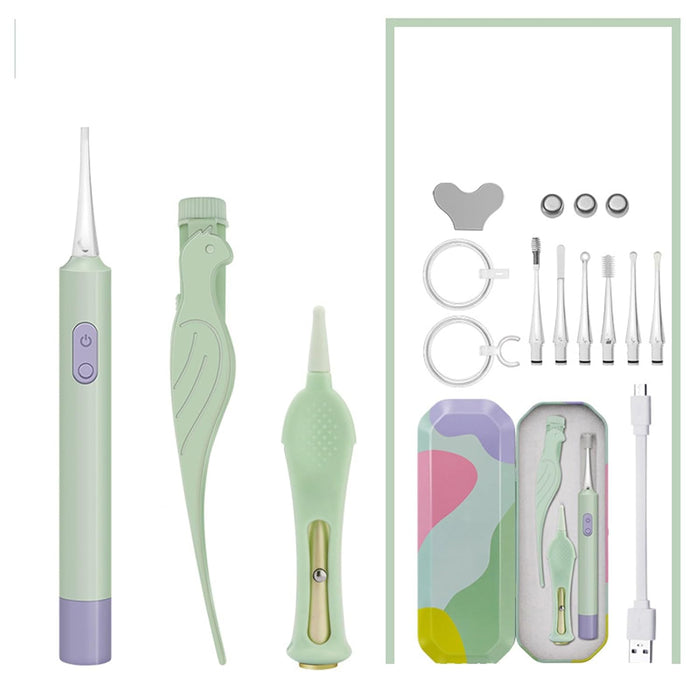 Tazweeq Ear Wax Removal Kit with 1 LED Lights, 9 Pcs Earwax Cleaner Tool with Magnifying Glass for Kids and Adults, Built-in USB Ear Wax Removal Tool with Storage Box