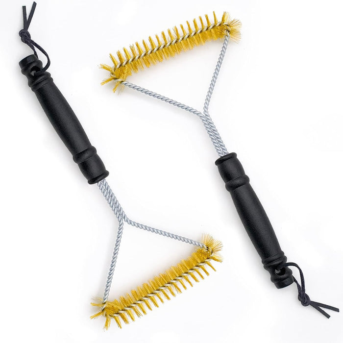 JLNGTHONG 2 Pieces Grill Brush, 12 Inch Non-Scratch Brass Bristles Grill Cleaning Brush, Wide Faced Spiral Barbeque Grill Accessories for Kitchen, Outdoor Grill