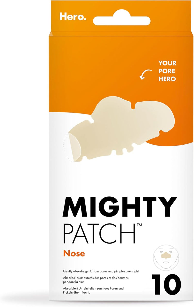 Hero - Mighty Patch Nose - Special Nose - Absorbs impurities from pores and pimples in 6 to 8 hours - Hydrocolloids - Box of 10 Mighty Patches Nose