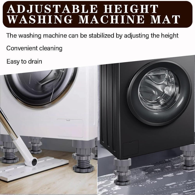 MORTON DAVIES Washing Machine Vibration Pads, Floor Trays, Refrigerator Stand, Washing Machine Stand,Height Adjustment Feet for Refrigerators, Fridge Stands with Anti-Slip Rubber (4 Pcs Set)
