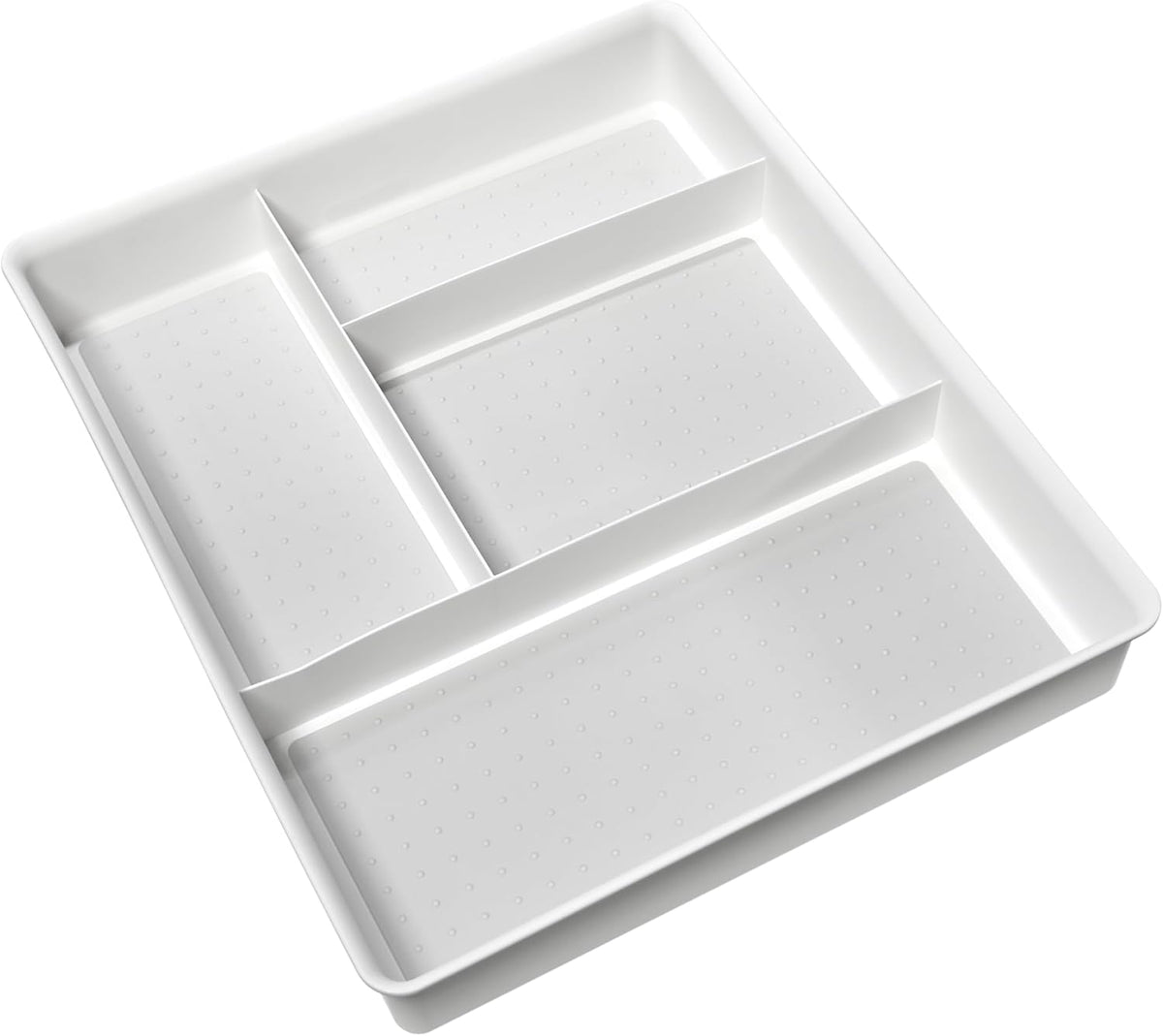 Madesmart Classic 4-Compartment Drawer Organizer Gadget Tray, Plastic Multipurpose Storage Bin for Drawers, White – image 2