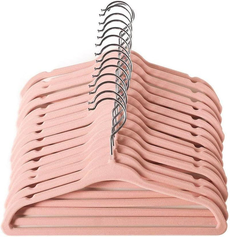 ManGotree 10 Pack (28cm) Pink Color Baby Velvet Hangers, Infant and Toddler Hangers, No-Slip Children Hangers, Ultra-Slim Space Saving Kids Hangers, Sturdy &urable Clothes Hangers.