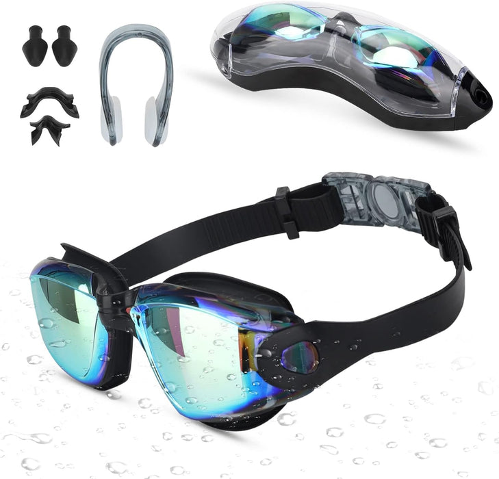 BIGTHREE Anti-Fog Swimming Goggles – UV Protection Polarized Lenses for Adults & Teens, Soft Silicone Adjustable Strap for Pool Training & Outdoor Use