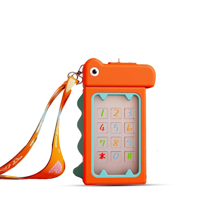 Twisoo Dino Design Water Bottle for Kids, Leak-Proof Tritan Bottle with Portable Strap, BPA-Free Design, Kids Reusable Non Spill Perfect for School or Travel 480ml (Orange)