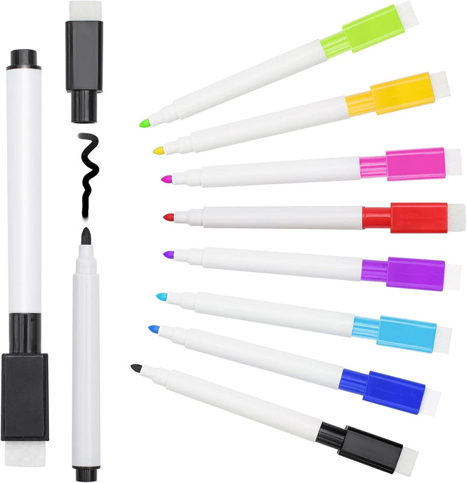 KASTWAVE Coloured Whiteboard Markers, 16 Erasable Dry Wipe Pens for Glass, Kids and Adults (11.3 X 1 Cm)