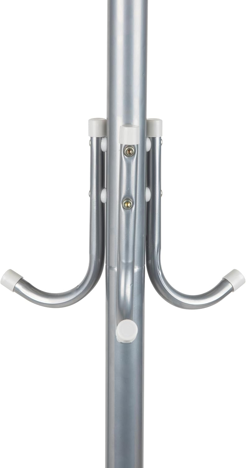 Mind Reader COATRACK11 Standing Metal Coat Rack Hat Hanger 11 Hook for Jacket, Purse, Scarf Rack, Umbrella Tree Stand, Black