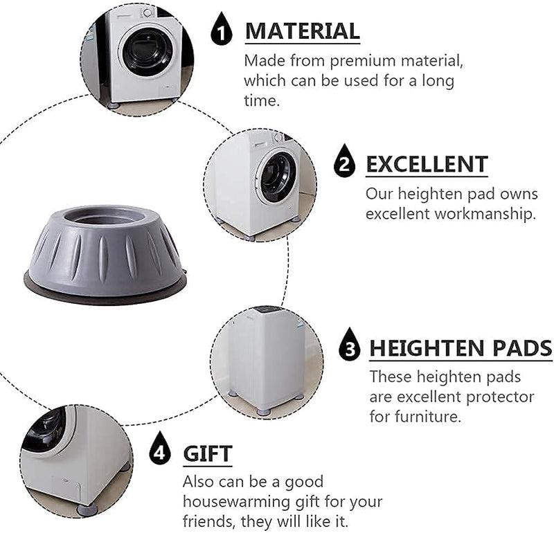 MorningVale Sellcrop 4 Pcs Washing Machine Stand Anti Vibration Pads Washer Foot Pads Dryer Heightening Pads Stabilizer Support Stand for Home