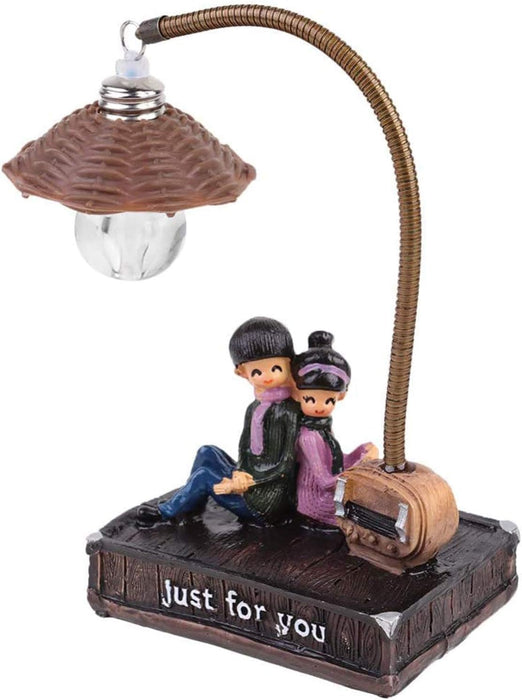 KASTWAVE Bedroom Couple Night Light, Desktop Light Ornament, Creative Pastoral Tree Stump Resin Decoration Cute Table Lamp, 9 * 6.5 * 20cm Night Light Birthday Gift for Women Girls("JUST FOR YOU")