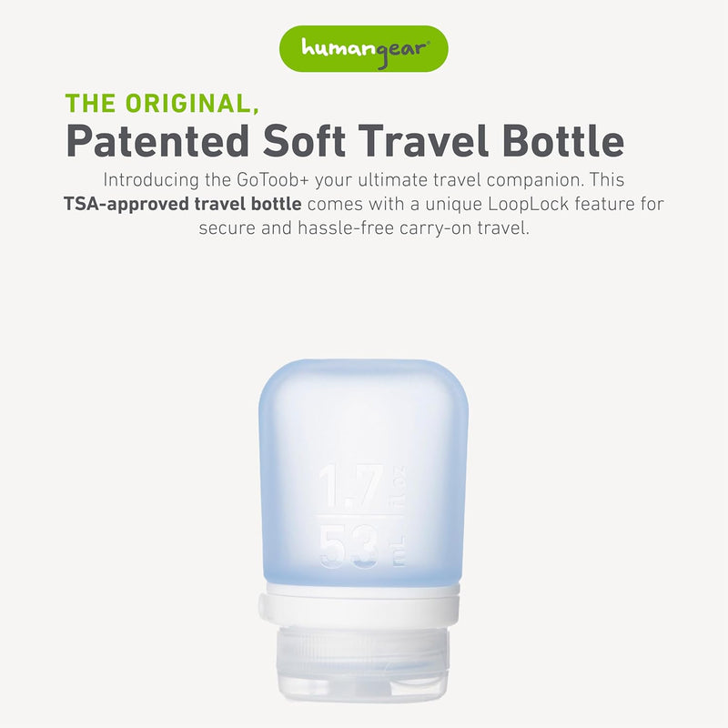 humangear GoToob, Small Parent, Humangear Gotoob+ Silicone Travel Bottle With Locking Cap, Small (1.7oz)