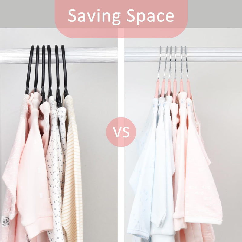 ManGotree 10 Pack (28cm) Pink Color Baby Velvet Hangers, Infant and Toddler Hangers, No-Slip Children Hangers, Ultra-Slim Space Saving Kids Hangers, Sturdy &urable Clothes Hangers.