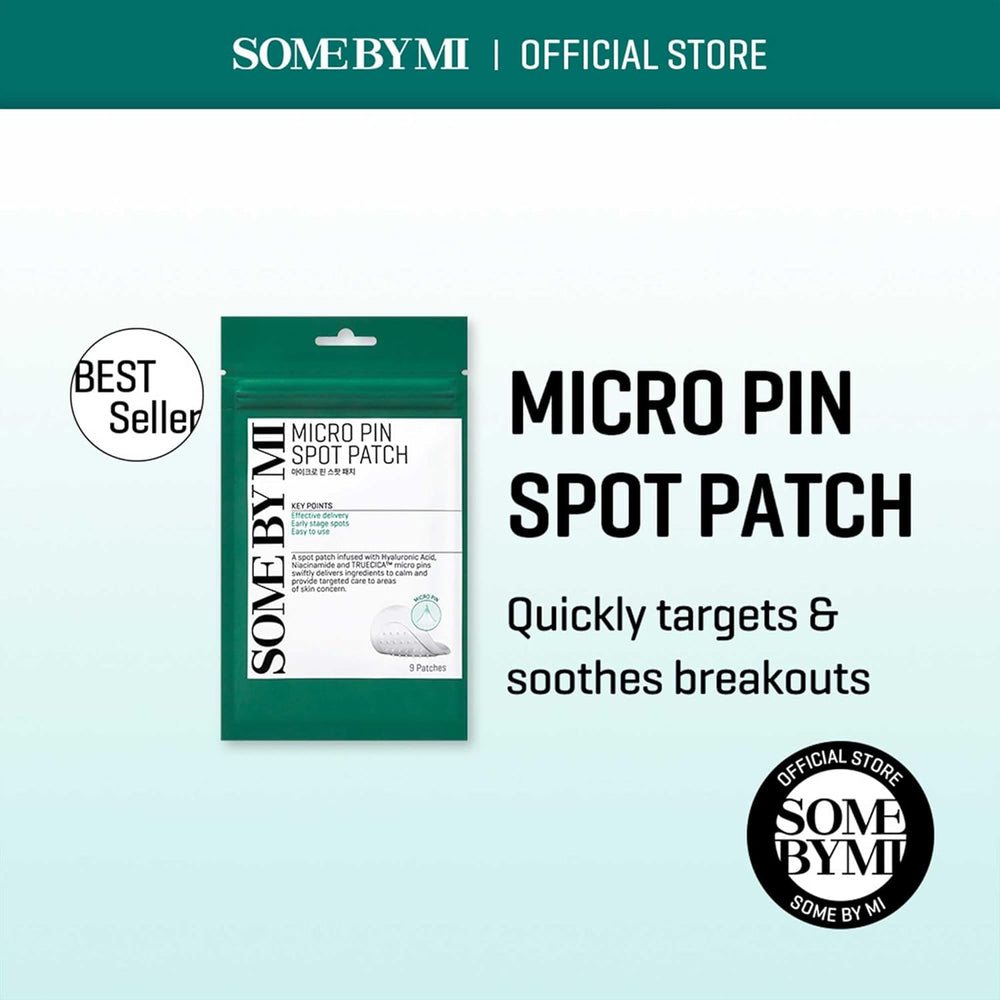 Some By Mi Micro Pin Spot Patch Pack of 1, 14mm 9 Counts Microneedle Hydrocolloid Pimple Patch with Salicylic & Hyaluronic Acid Skin Troubles Care Focused Spot Cover