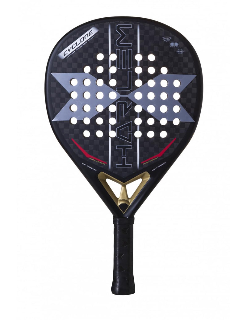 HARLEM PADEL Cyclone 12K Unisex Adult Padel Racket - Black/Grey/Gold, One Size
