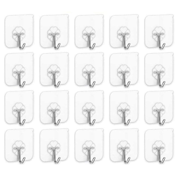 Sky-Touch Adhesive Hooks Heavy Duty Wall Hooks 20Pack 8Kg Max, Self Adhesive Hook
