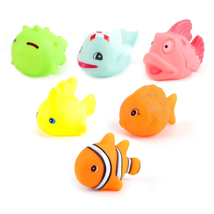 The Moon Brand Baby Sea Life Toys � 6Pcs Bath Fish Toys for Toddlers � Soft Baby Pool Accessories � Assorted Squeezable & Floating Aquatic Character Water Toys -Multi Color